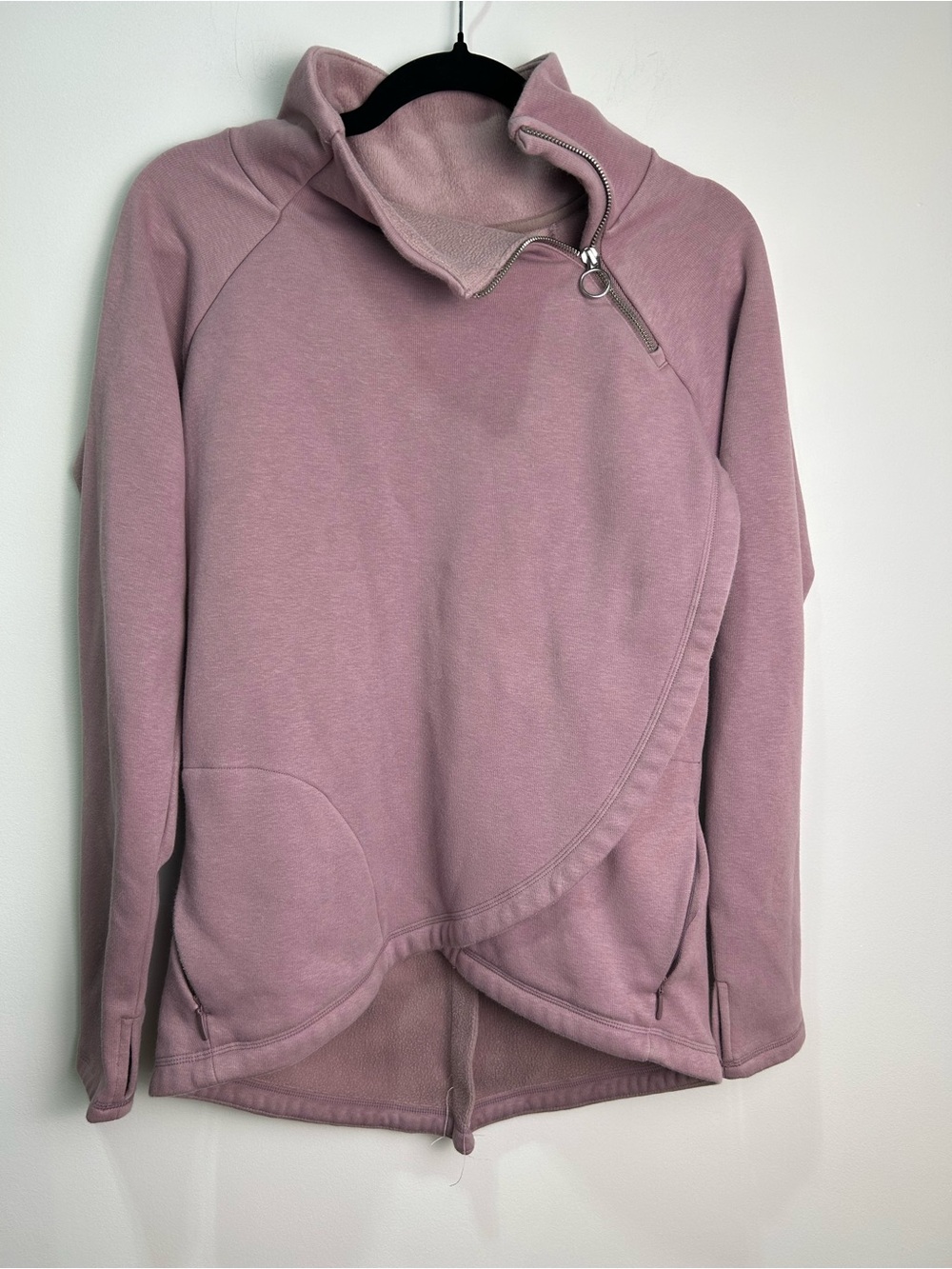 Athleta Dusty Mauve Cozy Karma Asymmetrical Zip Pullover - Picture 2 of 6